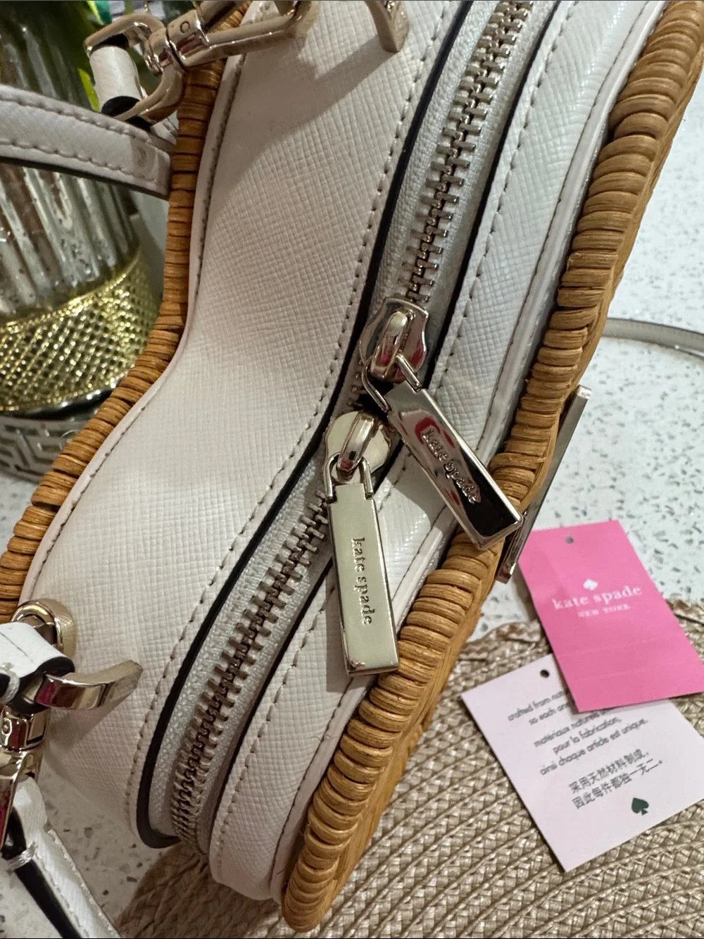 🤎Kate Spade Love Shack Heart Wicker Crossbody